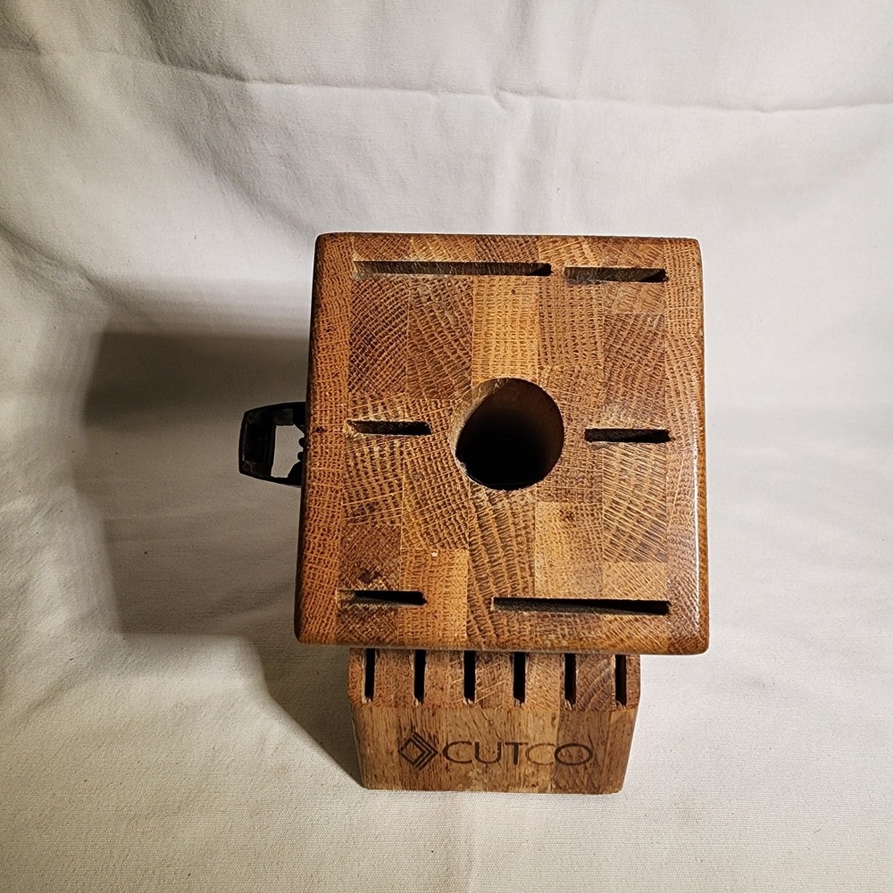 Cutco‎ 13 Slot Wooden Knife Block Oak With Shears Holder